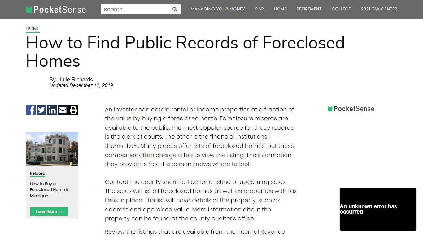 How to Find Public Records of Foreclosed Homes | Pocketsense